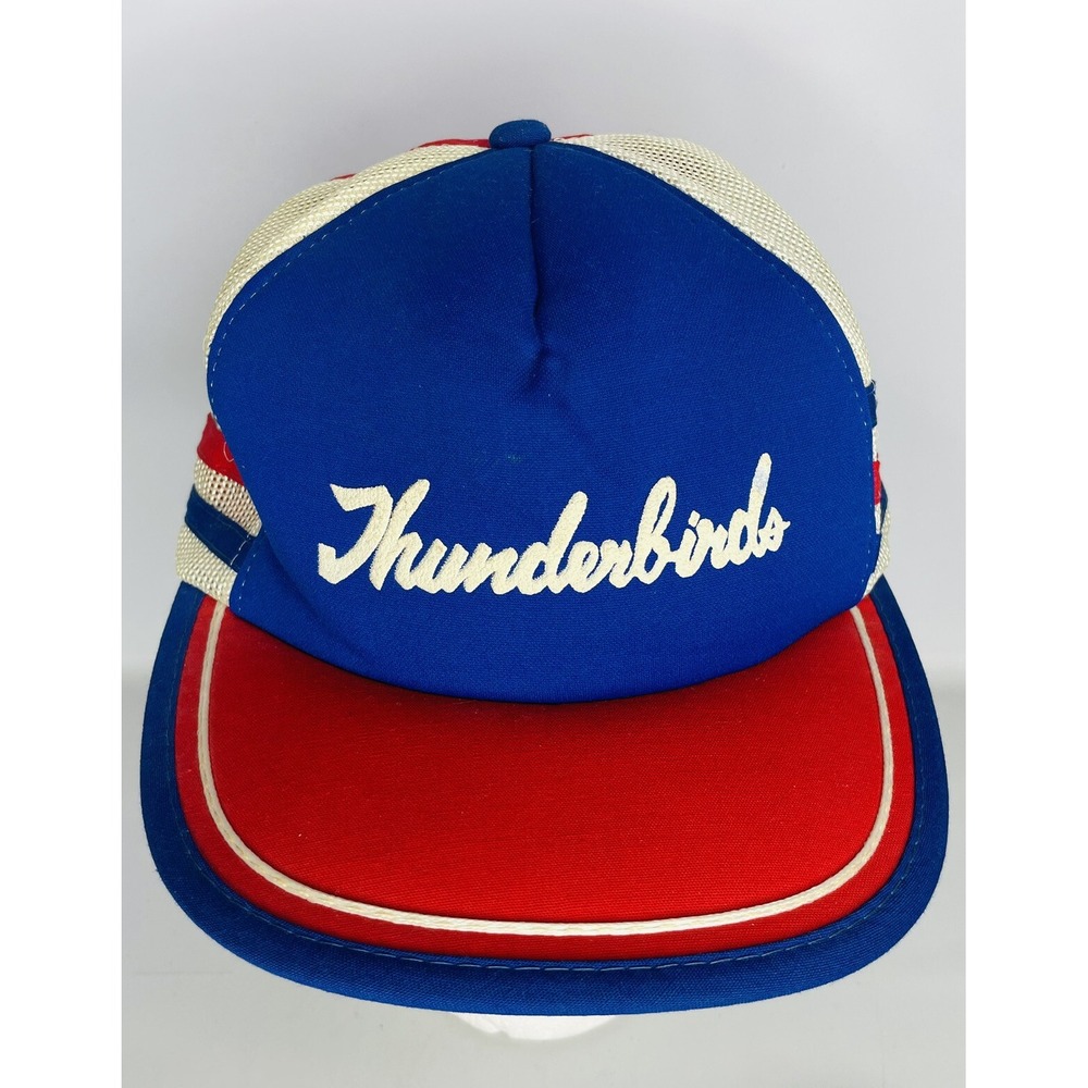 VTG 3 Stripe Thunderbirds Mesh Trucker YA‎ Snapback Hat Cap Top Gun Maverick